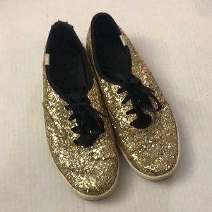 Kate Spade Keds Gold Sequin Glitter Sneaker